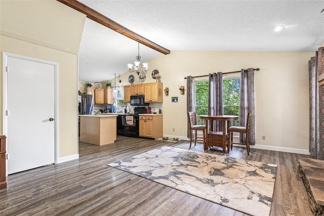 1767 Rue Andre, Bonne Terre, MO 63628 - dining room featuring a chandelier, baseboards, wood finished floors, and a textured ceiling