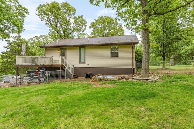 1767 Rue Andre, Bonne Terre, MO 63628 - rear view of house featuring a wooden deck and stairway