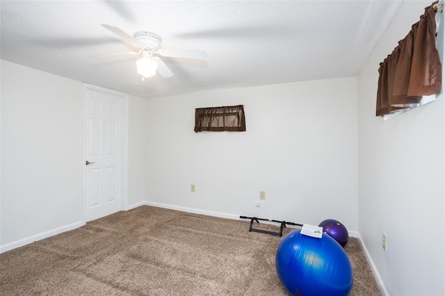 6413 Randy Dr, Imperial, MO 63052 - exercise area with ceiling fan, carpet, and baseboards