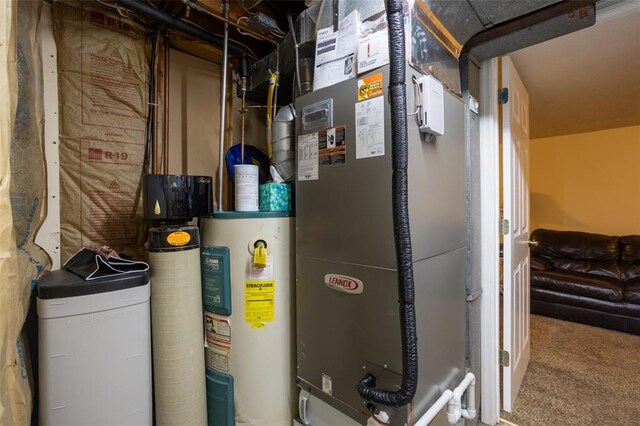 6413 Randy Dr, Imperial, MO 63052 - utility room featuring water heater and heating unit