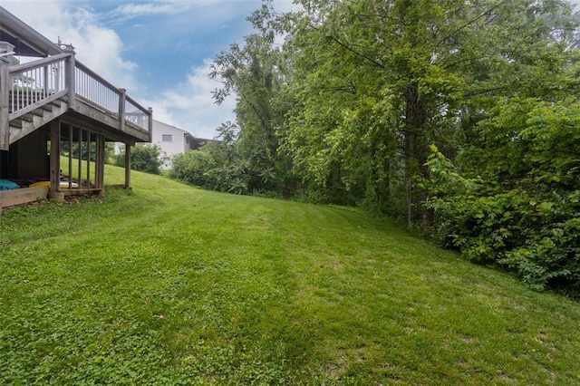 6413 Randy Dr, Imperial, MO 63052 - view of grassy yard with a wooden deck