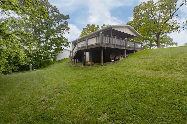 6413 Randy Dr, Imperial, MO 63052 - rear view of property featuring a yard and a wooden deck