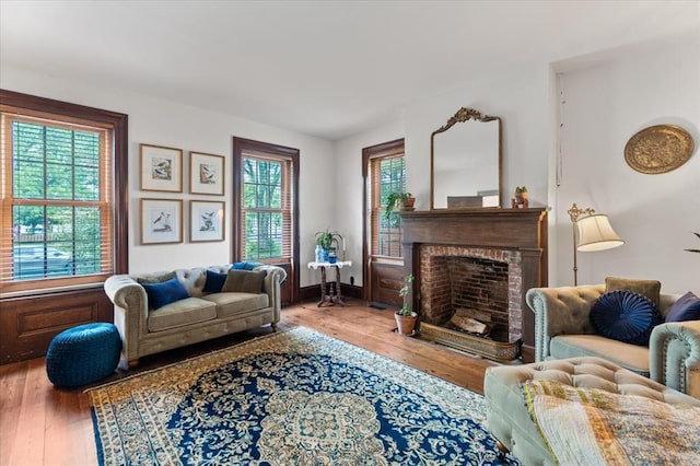 100 W Alton St, Marine, IL 62061 - living area with hardwood / wood-style flooring and a fireplace