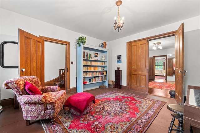 100 W Alton St, Marine, IL 62061 - living area with a chandelier and built in features