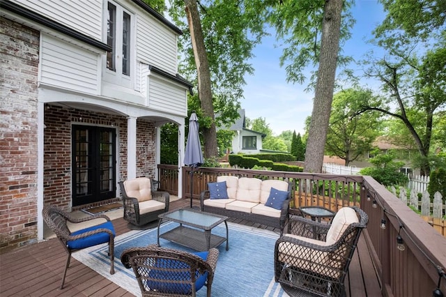 301 Dawson Ct, Webster Groves, MO 63119 - deck featuring outdoor lounge area and french doors