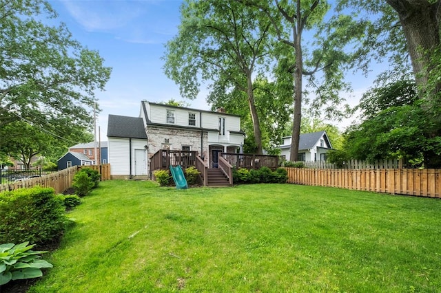 301 Dawson Ct, Webster Groves, MO 63119 - back of house with a wooden deck and a chimney