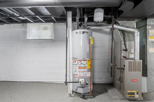 utilities featuring gas water heater and heating unit