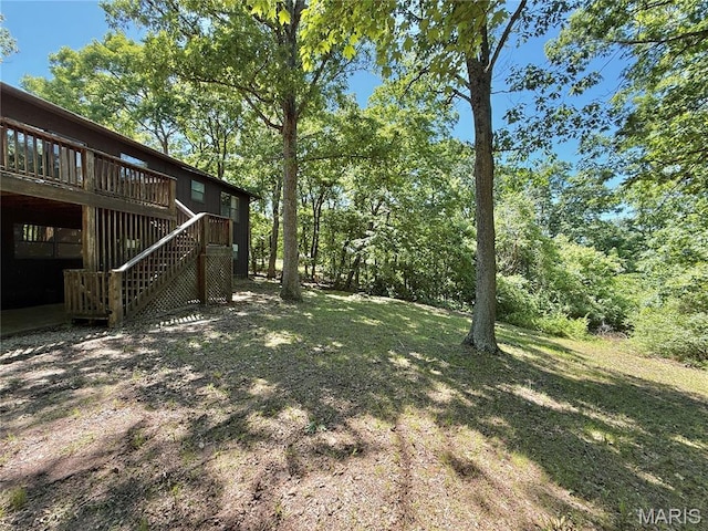 8305 Brouk Dr, Cedar Hill, MO 63016 - view of yard with stairway and a wooden deck