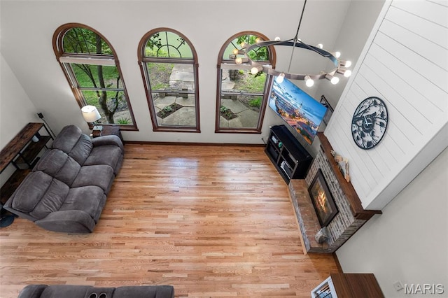 7 Tall Oaks Dr, Troy, IL 62294 - living area featuring a fireplace and wood finished floors