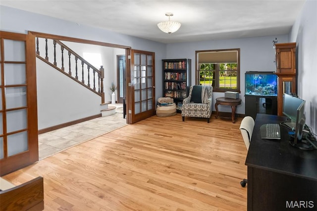 7 Tall Oaks Dr, Troy, IL 62294 - office area featuring french doors and light wood-type flooring