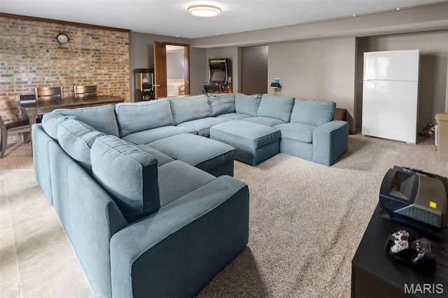 7 Tall Oaks Dr, Troy, IL 62294 - living area featuring brick wall and carpet