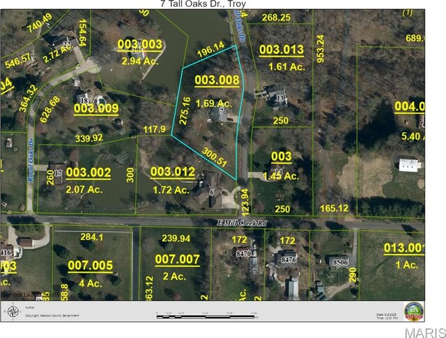 7 Tall Oaks Dr, Troy, IL 62294 - aerial view of property's location