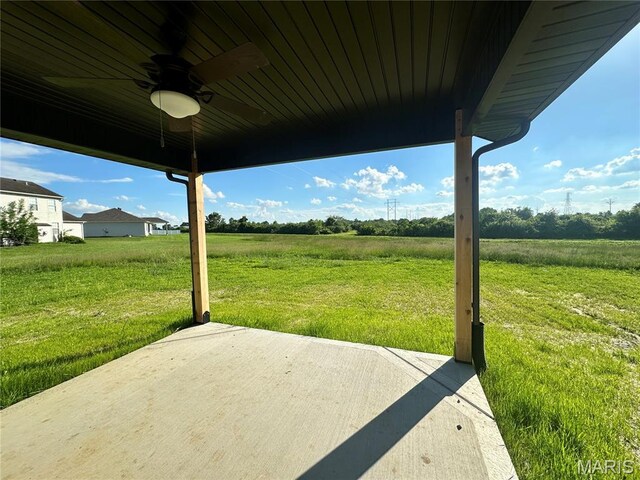 2805 Beth Ann Ct, Pontoon Beach, IL 62040 - view of patio featuring a ceiling fan and a view of rural / pastoral area