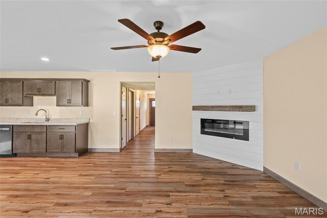 2805 Beth Ann Ct, Pontoon Beach, IL 62040 - kitchen featuring a sink, dishwasher, light countertops, ceiling fan, and recessed lighting