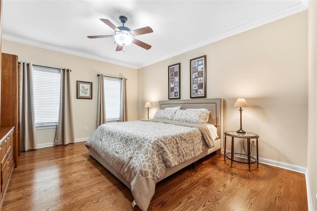230 Merlot Ln, Saint Albans, MO 63073 - bedroom featuring wood finished floors, baseboards, crown molding, and ceiling fan