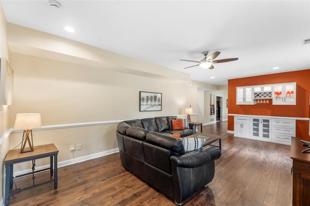230 Merlot Ln, Saint Albans, MO 63073 - living room with ceiling fan, hardwood / wood-style flooring, baseboards, and recessed lighting