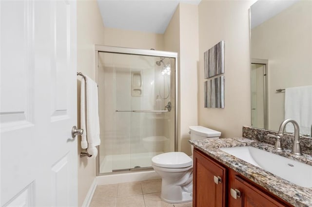 230 Merlot Ln, Saint Albans, MO 63073 - full bath with vanity, a shower stall, toilet, tile patterned floors, and baseboards