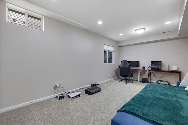 1051 Timber Creek Ln, Imperial, MO 63052 - bedroom with carpet, baseboards, recessed lighting, and an office area