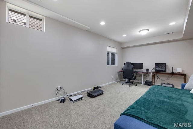 1051 Timber Creek Ln, Imperial, MO 63052 - bedroom featuring carpet flooring, recessed lighting, and an office area