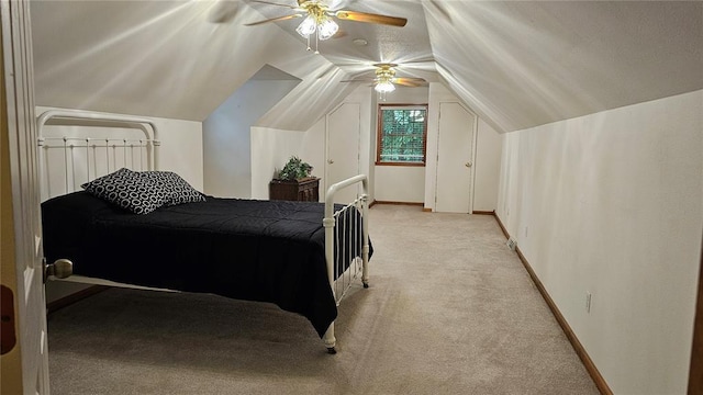189 County Road 657, Cape Girardeau, MO 63701 - bedroom with light carpet, a ceiling fan, lofted ceiling, and baseboards
