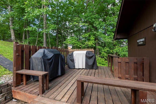254 Rustic Hills Ln, Jackson, MO 63755 - wooden deck with grilling area