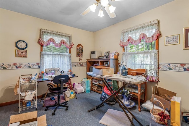 717 W Clement St, De Soto, MO 63020 - carpeted home office featuring ceiling fan