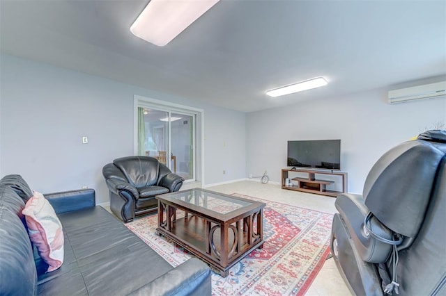 living room with a wall mounted air conditioner