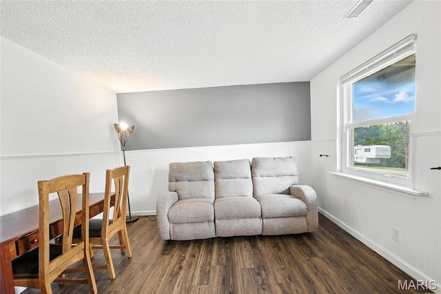 8544 Lake Dr, Cedar Hill, MO 63016 - sitting room featuring dark wood-style floors and a textured ceiling