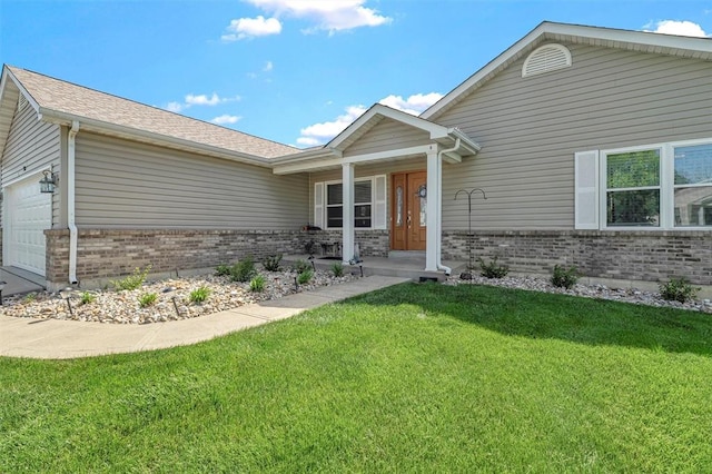 140 Glen Forest Dr, Troy, MO 63379 - view of front of property with brick siding, a front yard, and an attached garage