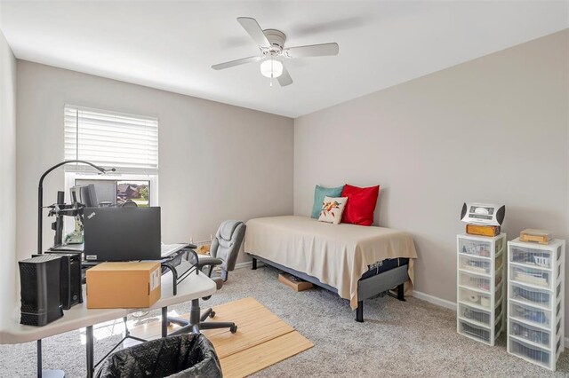 140 Glen Forest Dr, Troy, MO 63379 - carpeted bedroom featuring a desk, baseboards, and a ceiling fan