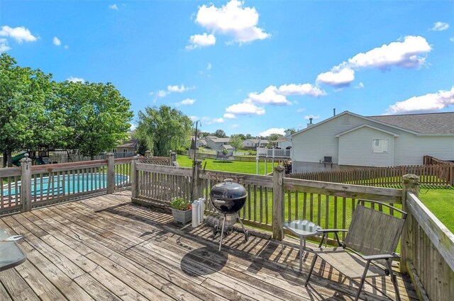 140 Glen Forest Dr, Troy, MO 63379 - wooden deck featuring area for grilling and a residential view