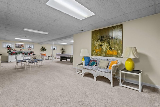 308 Wildbrier Dr, Ballwin, MO 63011 - interior space with a drop ceiling, carpet flooring, and baseboards