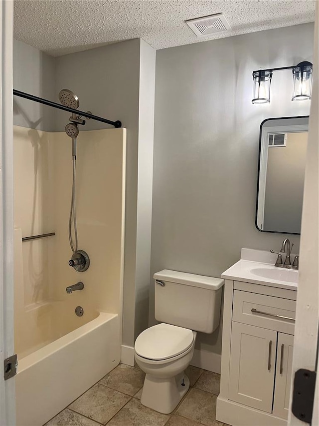 3060 Laurel Village Cir, Saint Peters, MO 63376 - full bath featuring toilet, vanity, tile patterned flooring, a textured ceiling, and shower / bathtub combination