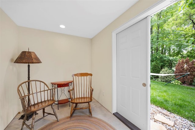 sitting room featuring recessed lighting