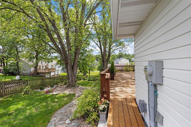 view of yard featuring a deck
