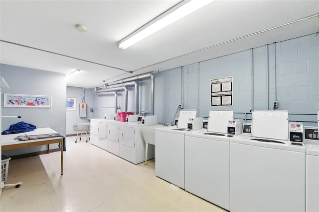 444 N Clay Ave Unit 2N, Kirkwood, MO 63122 - community laundry room featuring washer and clothes dryer and electric panel