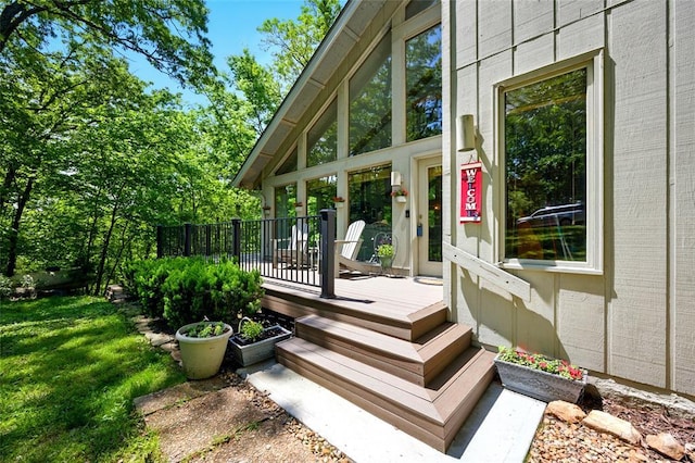 deck with a lawn