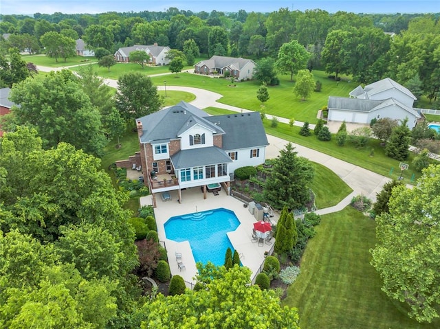 214 Townview Ct, Wentzville, MO 63385 - aerial view of property and surrounding area with a pool area