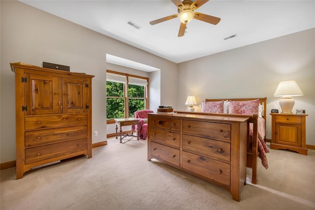 214 Townview Ct, Wentzville, MO 63385 - bedroom featuring light colored carpet, baseboards, and ceiling fan