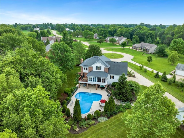 214 Townview Ct, Wentzville, MO 63385 - aerial view of property and surrounding area featuring a pool