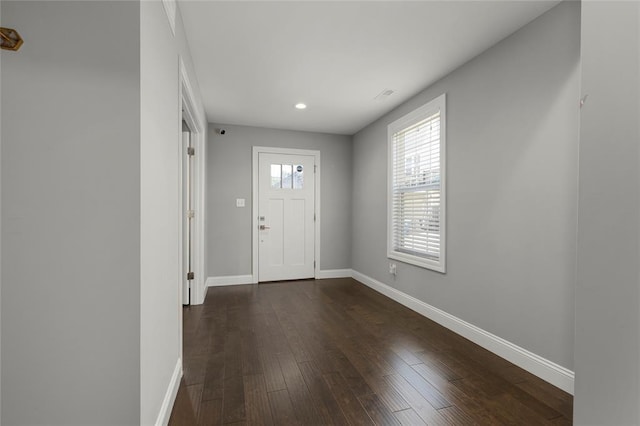 8000 Central Park Dr, Richmond Heights, MO 63117 - entrance foyer with baseboards, dark wood finished floors, and recessed lighting