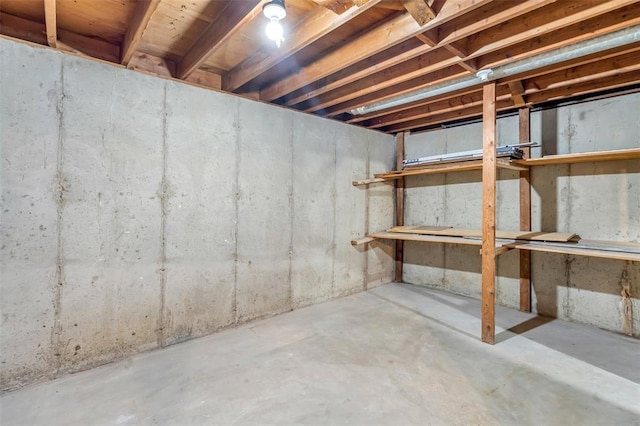 view of unfinished basement