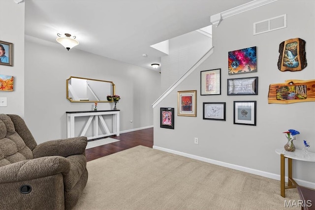 508 Frost Ct, Ofallon, IL 62269 - sitting room featuring carpet and stairway