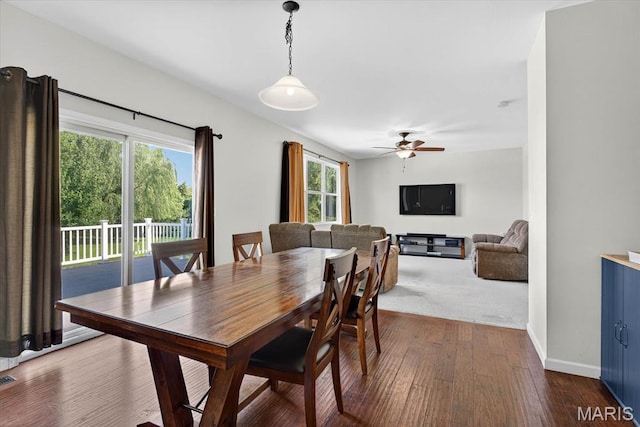 508 Frost Ct, Ofallon, IL 62269 - dining room featuring dark wood-type flooring and ceiling fan