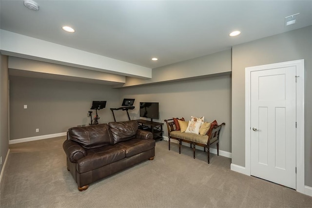 1026 Barry Ct, Kirkwood, MO 63122 - carpeted living room with baseboards and recessed lighting