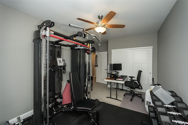 1026 Barry Ct, Kirkwood, MO 63122 - workout area featuring a ceiling fan