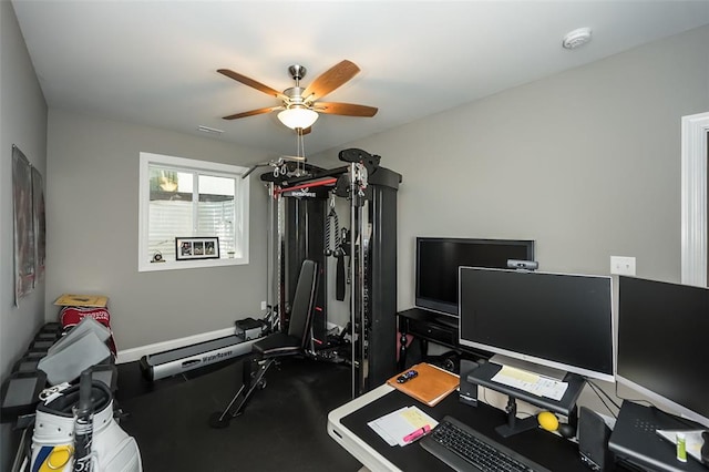 1026 Barry Ct, Kirkwood, MO 63122 - workout area with ceiling fan