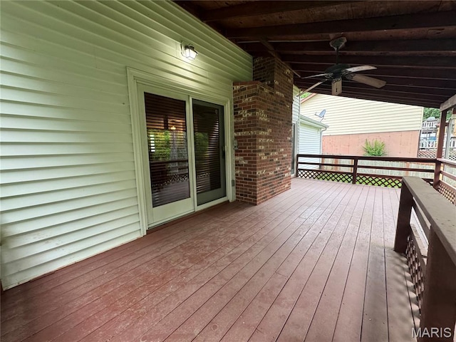 5810 White Pine Dr, Saint Louis, MO 63129 - wooden deck with a ceiling fan