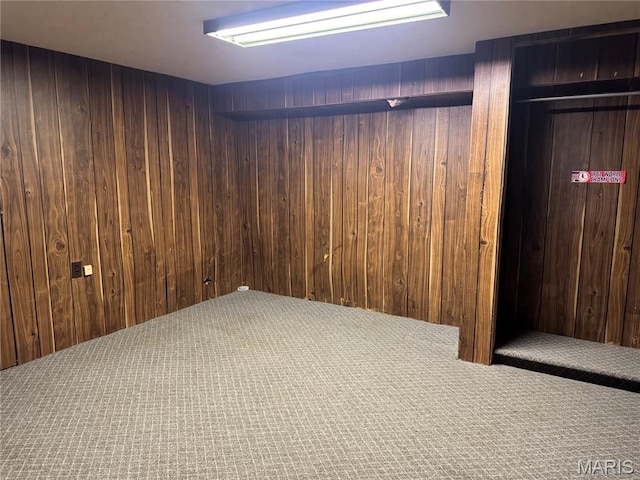 5810 White Pine Dr, Saint Louis, MO 63129 - finished basement with carpet flooring and wood walls