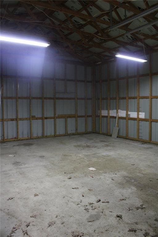 garage with metal wall